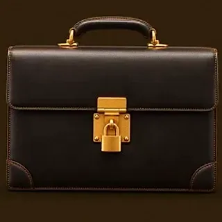 Locked leather briefcase — Richard